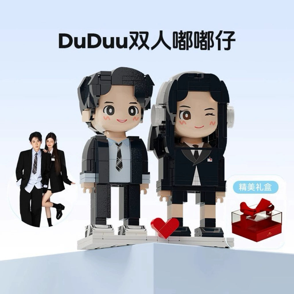 Square head boy photo studio photo customization building block portrait birthday gift DIY figure for boyfriend and girlfriend ornament