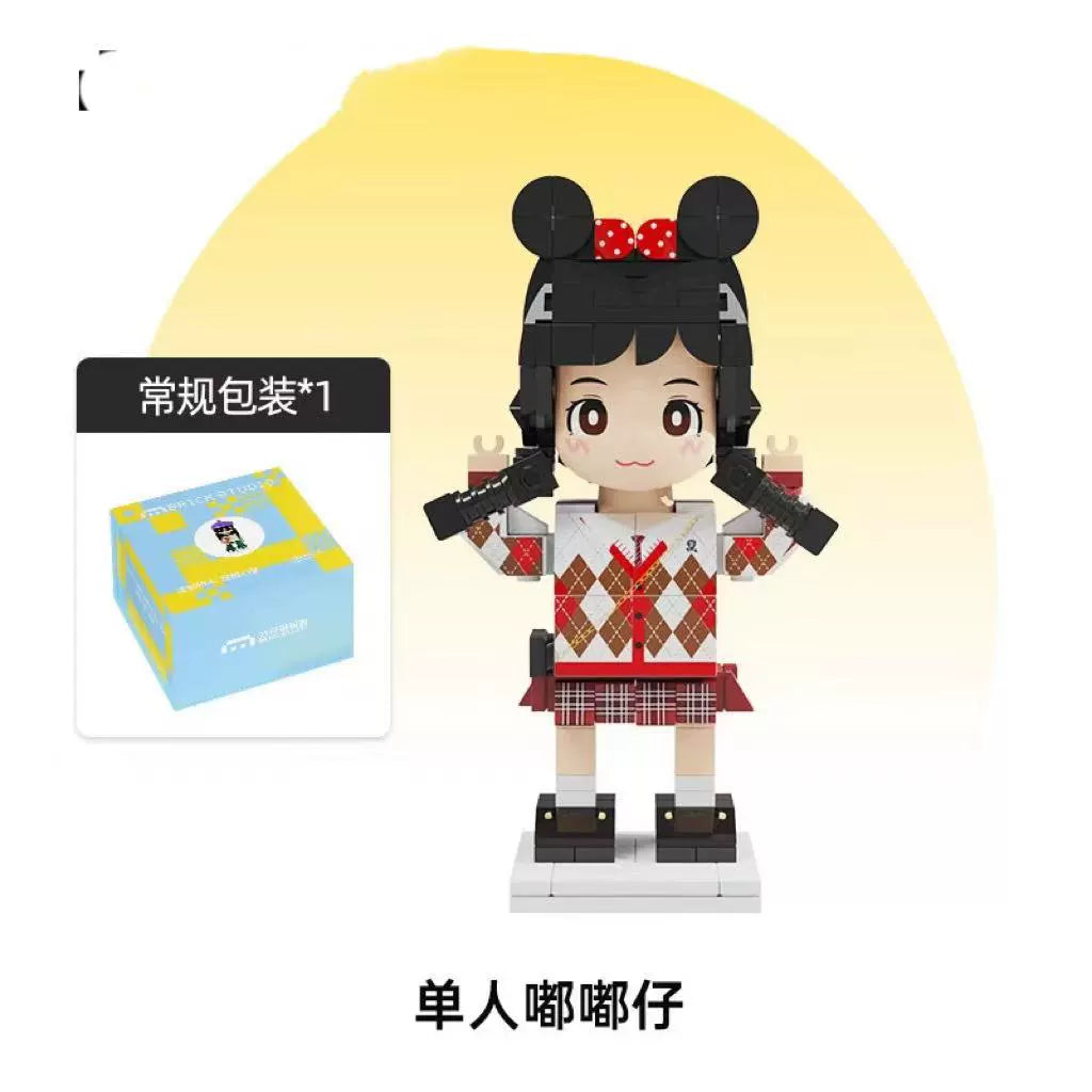 Square head boy photo studio photo customization building block portrait birthday gift DIY figure for boyfriend and girlfriend ornament