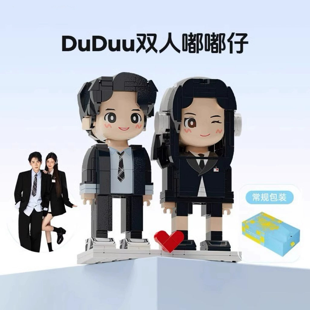 Square head boy photo studio photo customization building block portrait birthday gift DIY figure for boyfriend and girlfriend ornament