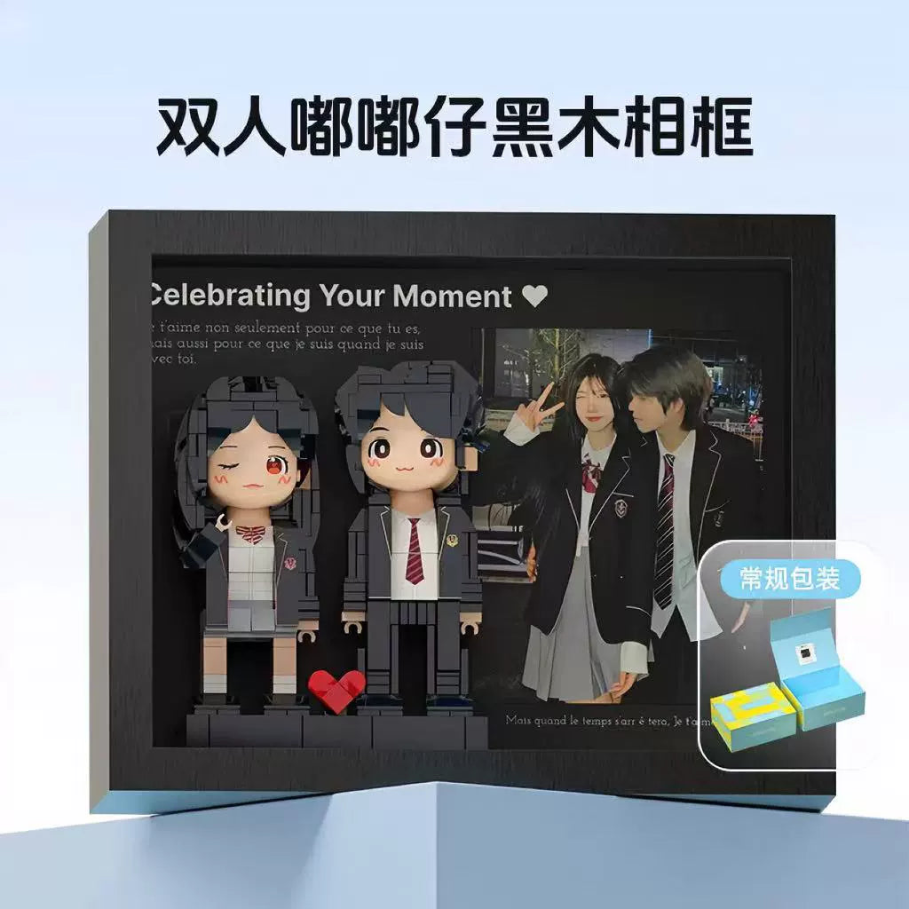 Square head boy photo studio photo customization building block portrait birthday gift DIY figure for boyfriend and girlfriend ornament