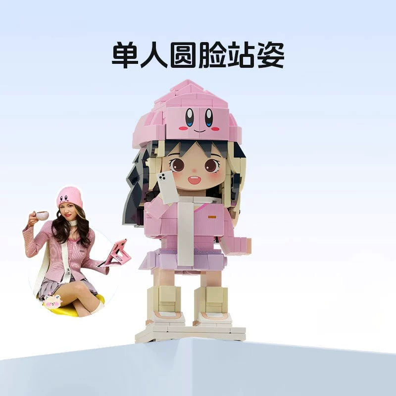 Square head boy photo studio photo customization building block portrait birthday gift DIY figure for boyfriend and girlfriend ornament