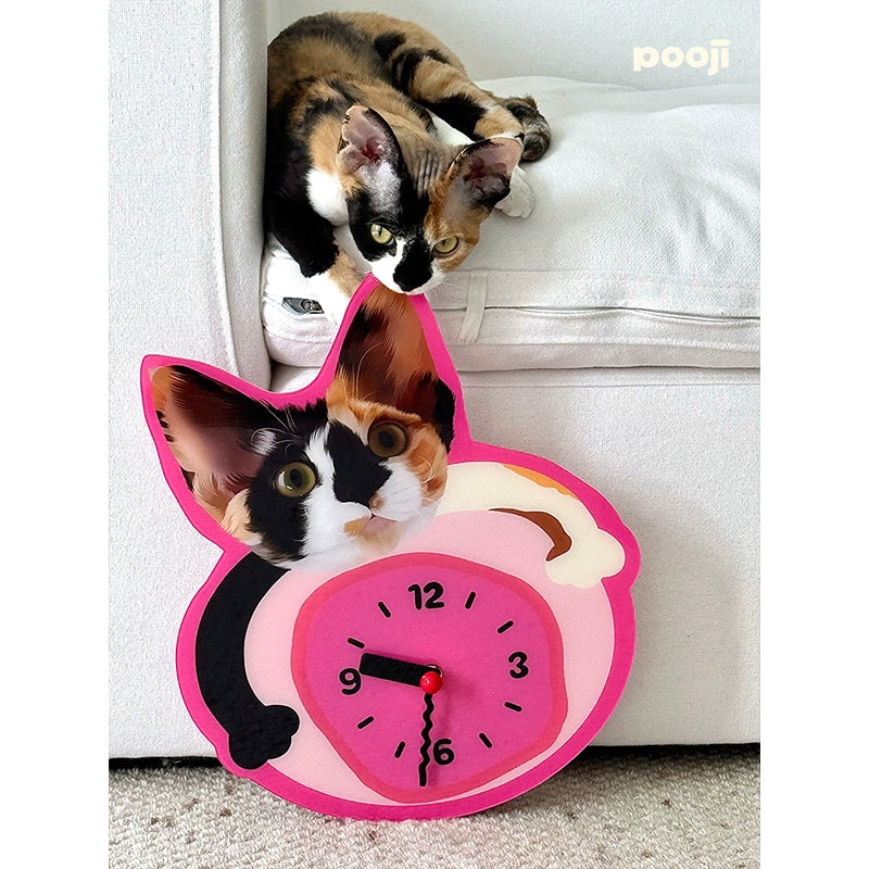 POOJI pet custom peripheral clock hanging clock original design cat dog cute ornament creative gift