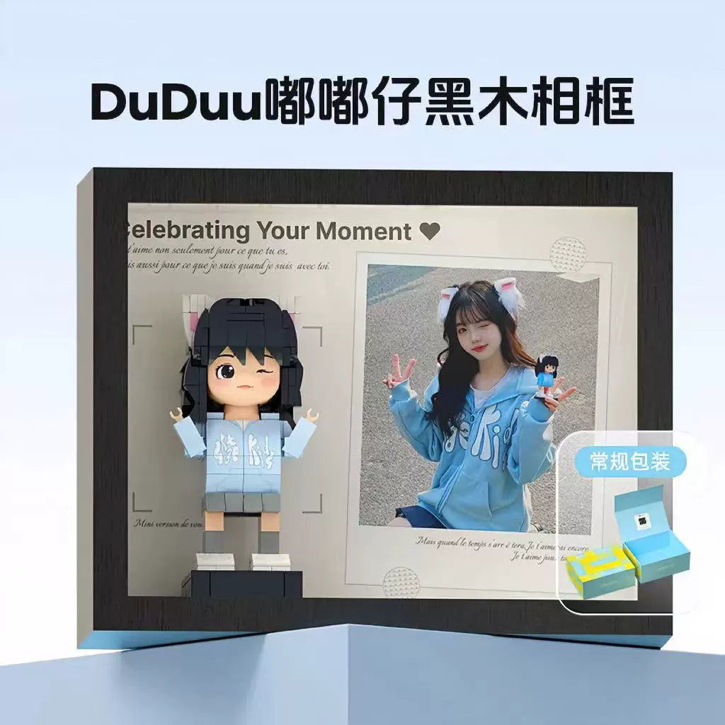 Square head boy photo studio photo customization building block portrait birthday gift DIY figure for boyfriend and girlfriend ornament