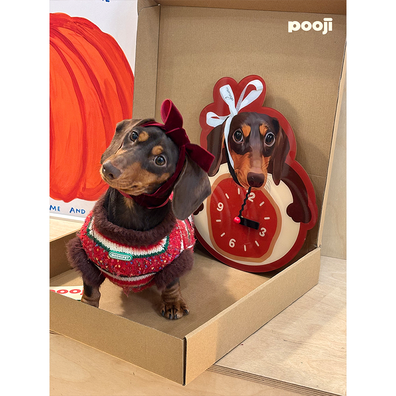 POOJI pet custom peripheral clock hanging clock original design cat dog cute ornament creative gift