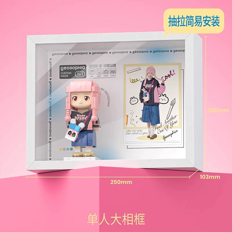 Square head boy photo studio photo customization building block portrait birthday gift DIY figure for boyfriend and girlfriend ornament